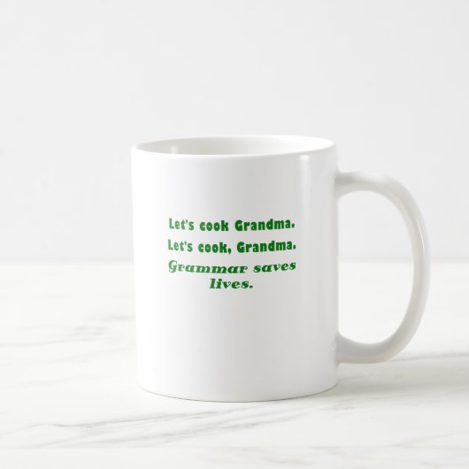 Lässt Koch-Großmutter, die Grammatik die Leben Kaffeetasse (Rechts)