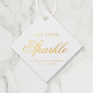 Lasst Liebe funkeln Elegante Goldfolie Hochzeit Geschenkanhänger