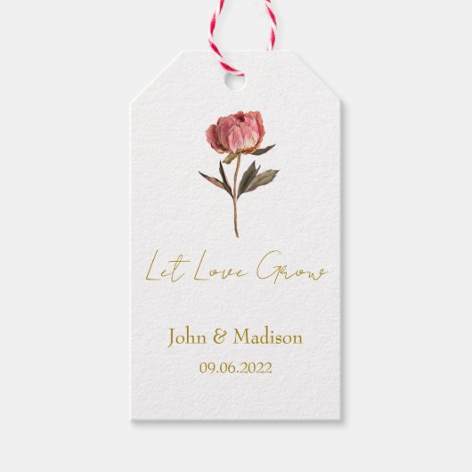 Lasst Liebe wachsen Pfingstrosensamen-Päckchen Hoc Geschenkanhänger (Vorderseite)