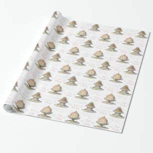 Lasst sie Kuchen essen Vintage französische Hochze Geschenkpapier