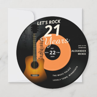 Lasst uns 21 Jahre Gitarre Vintag aufnehmen Geburt Einladung