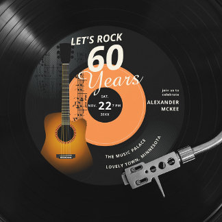 Lasst uns 60 Jahre Gitarre Vintag aufnehmen Geburt Einladung