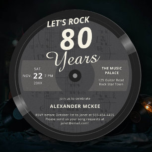 Lasst uns 80 Jahre Vintage LP Musik zum 80. Geburt Einladung