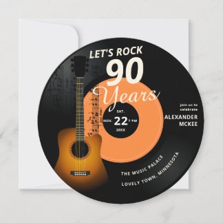 Lasst uns 90 Jahre Gitarre Vintag aufnehmen Geburt Einladung