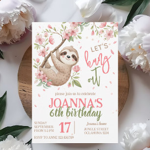 Lasst uns abhängen Faultier Kinder Geburtstag Einladung