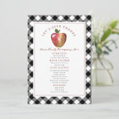 Lasst uns Apple Karierten Erntedank danken Menükarte (Stehend Vorderseite)