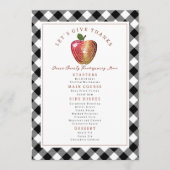 Lasst uns Apple Karierten Erntedank danken Menükarte (Vorderseite)