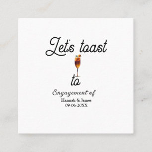 Lasst uns auf den Verlobungsfeier Namen Datum Glas Quadratische Visitenkarte