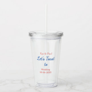 Lasst uns auf die Hochzeit Name Datum einfaches Pa Acryltrinkbecher
