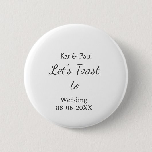 Lasst uns auf die Hochzeit name datum einfaches Pa Button (Vorderseite)