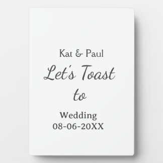 Lasst uns auf die Hochzeit name datum einfaches Pa Fotoplatte