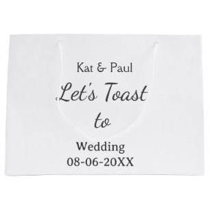 Lasst uns auf die Hochzeit Name Datum einfaches Pa Große Geschenktüte