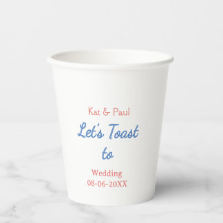 Lasst uns auf die Hochzeit name datum einfaches Pa Pappbecher