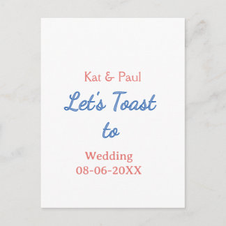 Lasst uns auf die Hochzeit name datum einfaches Pa Postkarte