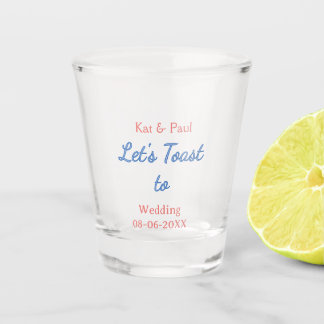 Lasst uns auf die Hochzeit name datum einfaches Pa Schnapsglas