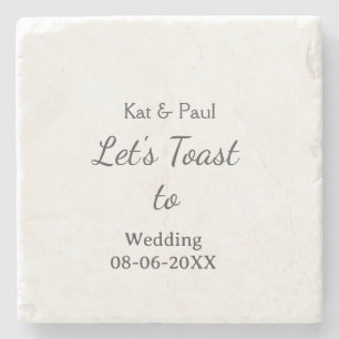 Lasst uns auf die Hochzeit name datum einfaches Pa Steinuntersetzer