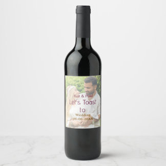 Lasst uns auf die Hochzeit name datum einfaches Pa Weinetikett