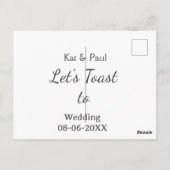 Lasst uns auf die Hochzeit toasten Name Datum einf Postkarte (Rückseite)