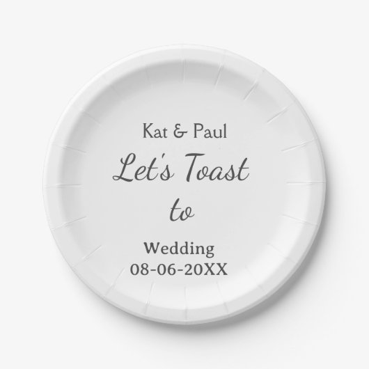 Lasst uns auf die Hochzeit tosten name datum einfa Pappteller (Vorderseite)