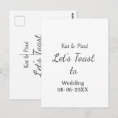 Lasst uns auf die Hochzeit tosten name datum einfa Postkarte (Vorne/Hinten)