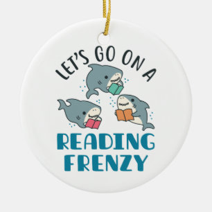 Lasst uns auf einen lesenden Frenzy Teacher Shark Keramik Ornament