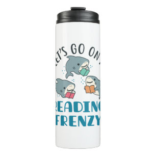 Lasst uns auf einen lesenden Frenzy Teacher Shark  Thermosbecher