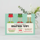 Lasst uns aufhören! Weihnachts-Party-Elfen Einladung (Stehend Vorderseite)