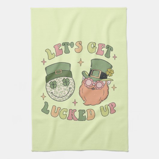 Lasst uns auflucken - Funny Leprechaun Clover Geschirrtuch (Vertikal)