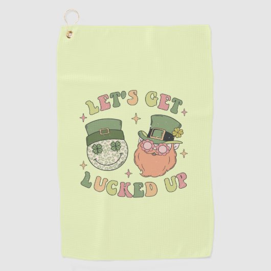 Lasst uns auflucken - Funny Leprechaun Clover Golfhandtuch (Vorderseite)