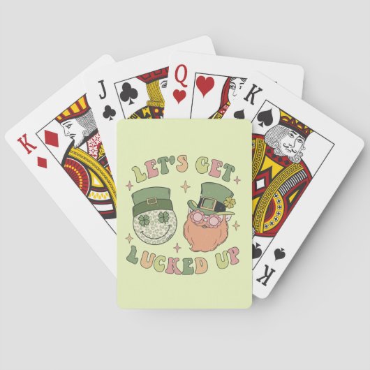 Lasst uns auflucken - Funny Leprechaun Clover Spielkarten (Rückseite)