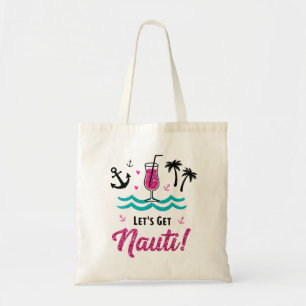 Lasst uns ausgelassen sein! Rosa Glitter-Nautik Tragetasche