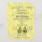 Lasst uns Avo-Party Avocado Pun Party Einladung (Vorne/Hinten)