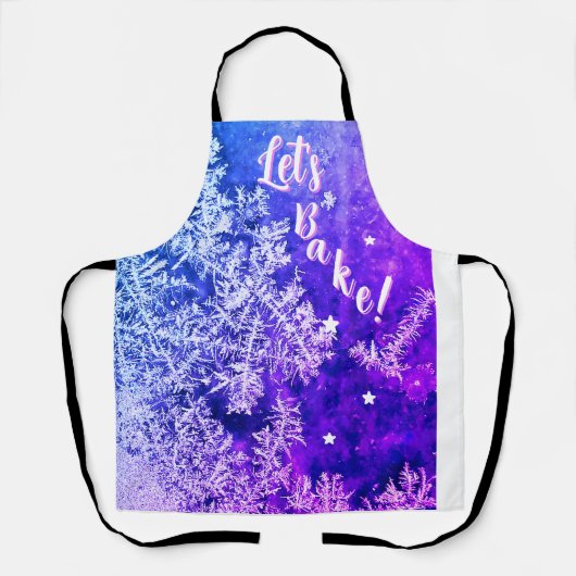 "Lasst uns backen!" Frostige violette Schürze (Vorderseite)