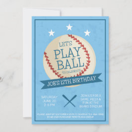 Lasst uns Ball Blue Baseball zum Geburtstag einlad Einladung