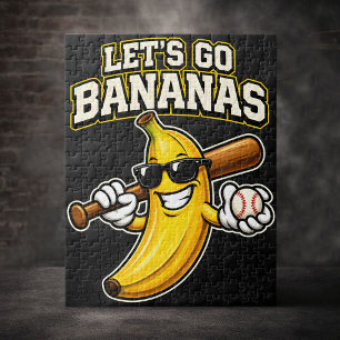 Lasst uns Bananen Retro Baseball Banane Lustig wer Puzzle
