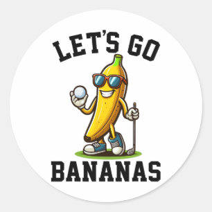 Lasst uns Bananen werden Vintage Banane Golfspiele Runder Aufkleber