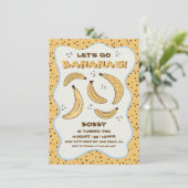 Lasst uns Bananen-Whimsical Fun Birthday Party geh Einladung (Stehend Vorderseite)