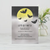 Lasst uns Batty-Halloween-Party holen Einladung (Stehend Vorderseite)