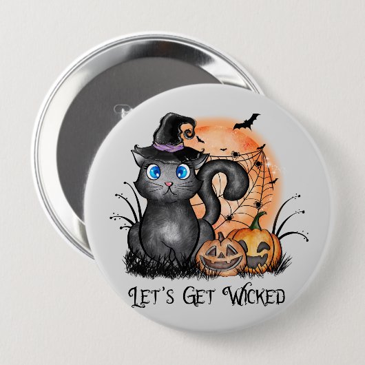 Lasst uns beirren | Schwarze Hexenkatze Button (Vorne & Hinten)