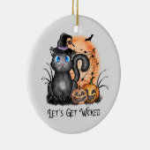 Lasst uns beirren | Schwarze Hexenkatze Keramik Ornament (Rechts)