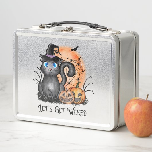 Lasst uns beirren | Schwarze Hexenkatze Metall Brotdose (Beispiel)