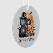 Lasst uns beirren | Schwarze Hexenkatze Ornament (Vorderseite)