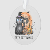Lasst uns beirren | Schwarze Hexenkatze Ornament (Vorderseite)