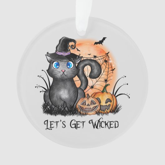 Lasst uns beirren | Schwarze Hexenkatze Ornament (Vorderseite)