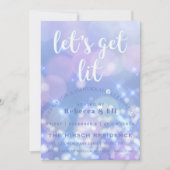 Lasst uns beleuchten - Blaue Glitzern Funny Hanukk Einladung (Vorderseite)