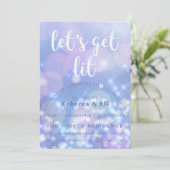 Lasst uns beleuchten - Blaue Glitzern Funny Hanukk Einladung (Stehend Vorderseite)