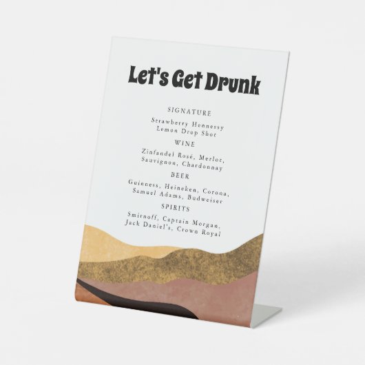 Lasst uns Betrunkenes Bohemisches Hochzeitssymbol Sockelschild (Vorderseite)