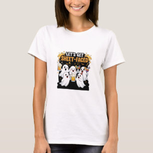 Lasst uns Blatt-Faced-Funny-Ghost-Halloween bekomm T-Shirt