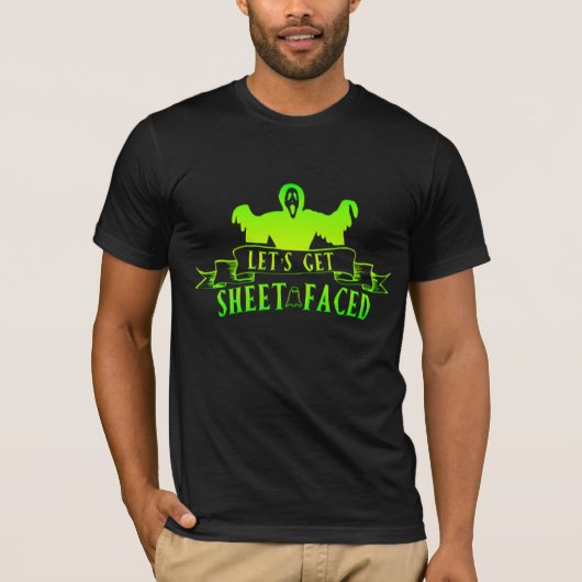Lasst uns Blatt Faced Green Sensenmann Ghost Hallo T-Shirt (Vorderseite)