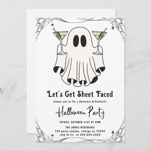 Lasst uns Blatt gegenüber Martini-Halloween-Party  Einladung (Vorne/Hinten)
